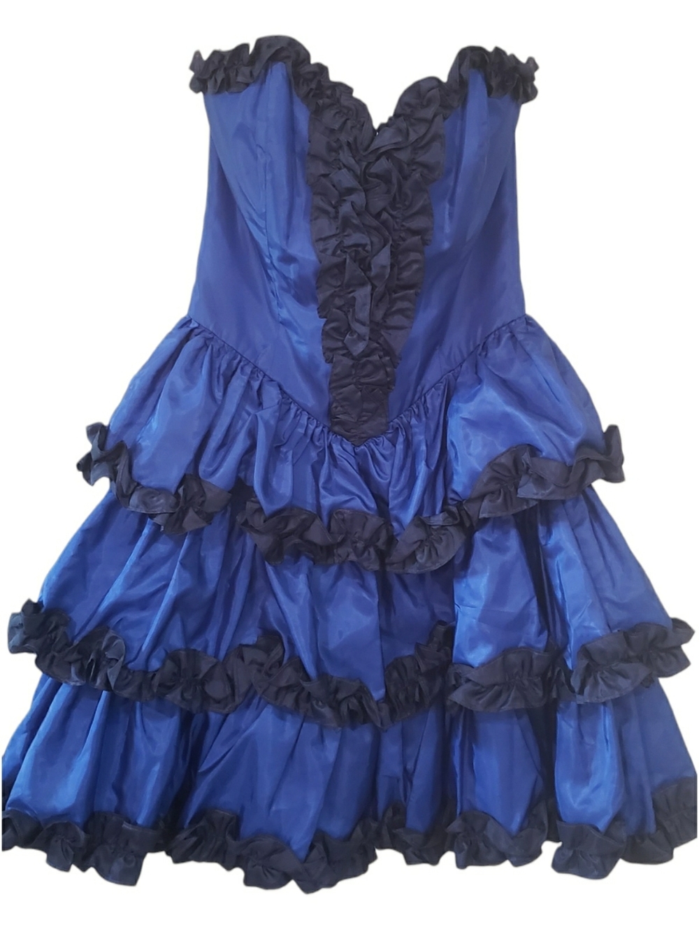 VINTAGE Betsey Johnson Royal Blue Ruffled Strapless Dress Size 2